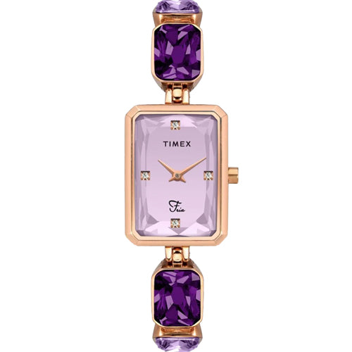 Timex Fria Women Lavender Rectangular Analog Watch 21mm TWEL16901