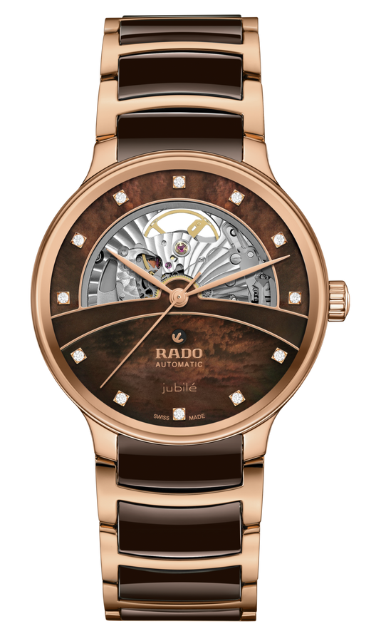 Rado Centrix Automatic Diamonds Open Heart Brown & Rose Gold Dial Unisex 39.5MM