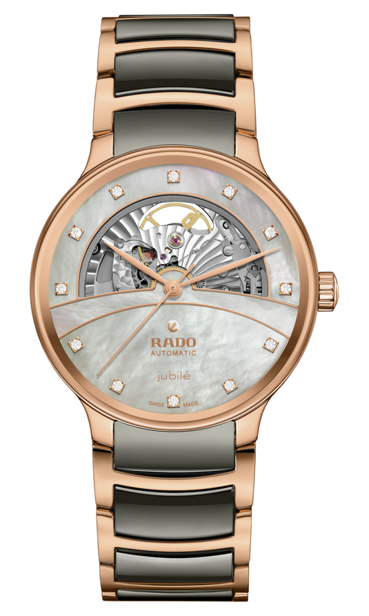 Rado Centrix Automatic Diamonds Open Heart Rose Gold & Silver Dial Unisex 39.5MM