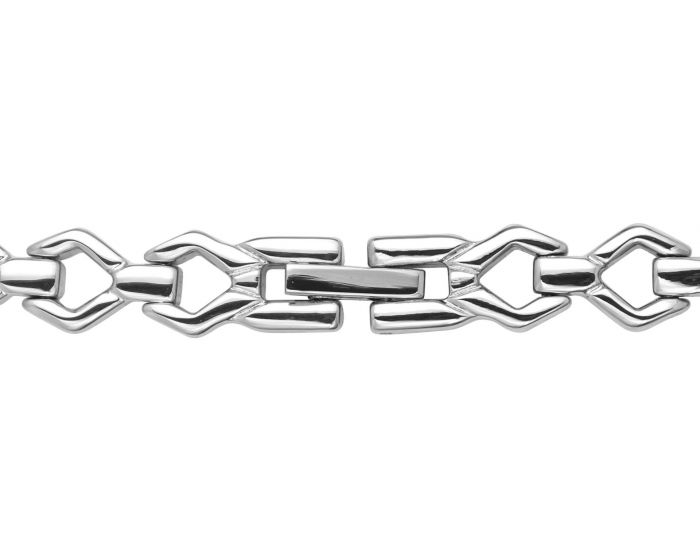 Geometric Semi Bangle Silver Bracelet