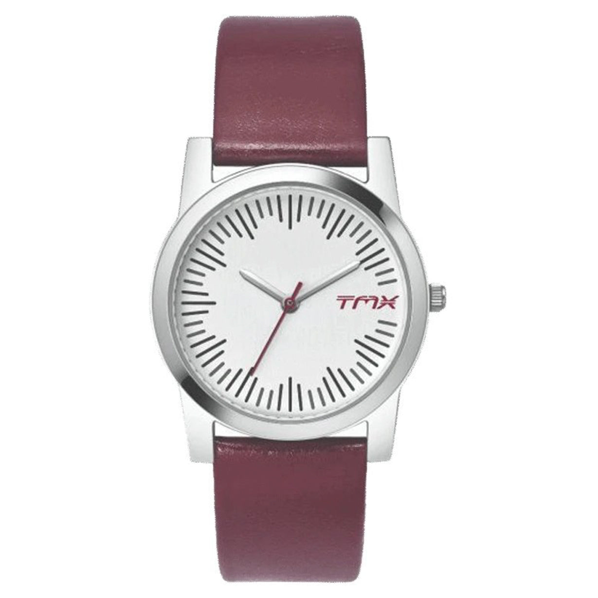 Floral Inspired Silver Dial Red Leather