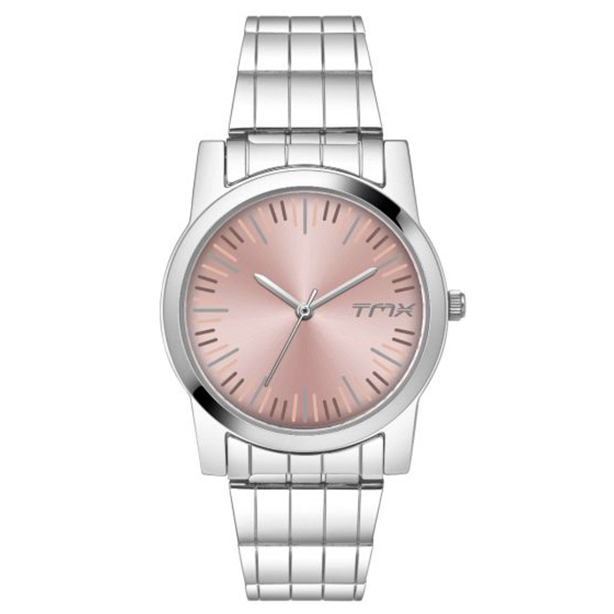 Floral Inspired Pink Dial Stainless Steel Strap