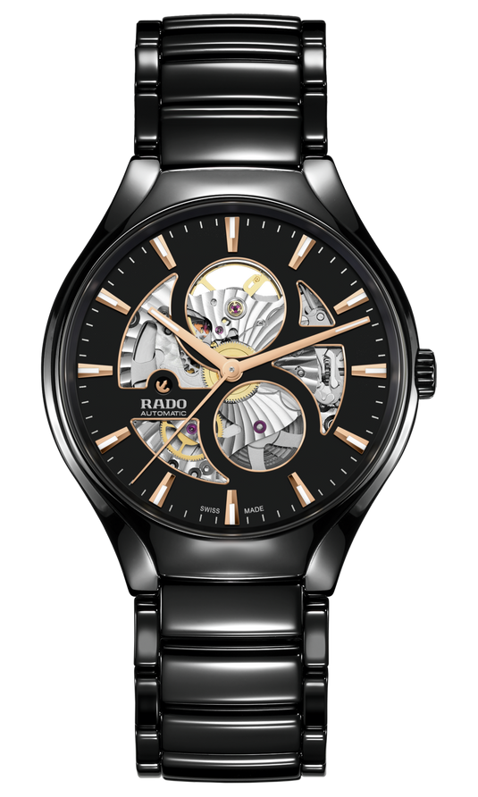 Rado True Round Automatic Open Heart Black Dial Unisex 40MM