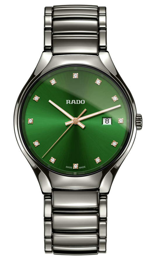 Rado True Round Diamonds Green Dial Unisex 40mm