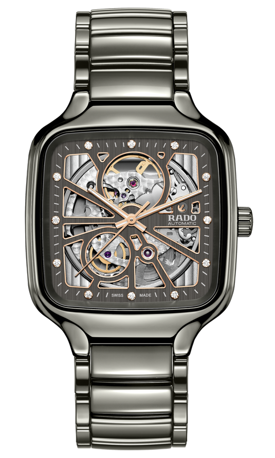 Rado True Square Automatic Open Heart Grey, Rose Gold Dial Unisex 38mm