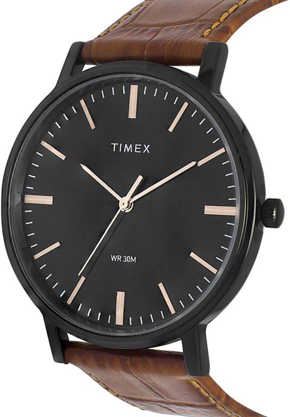 Classics Black Dial Brown Leather Strap