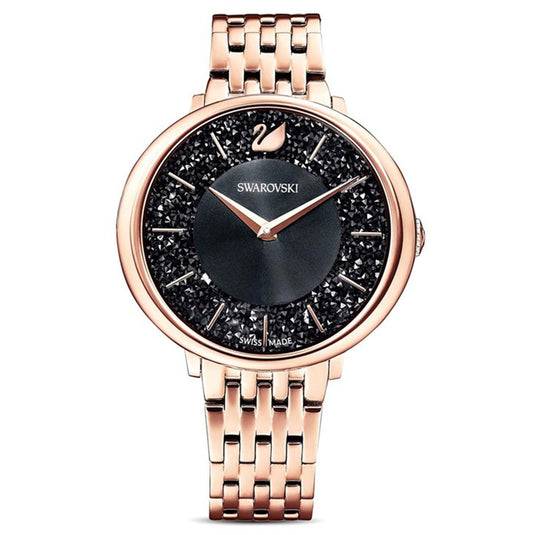 Crystalline Chic Black Dial & Rose Gold Strap