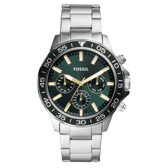 Bannon Multifunction Silver Stainless Steel,Fossil Bannon Green Dial Men 45mm