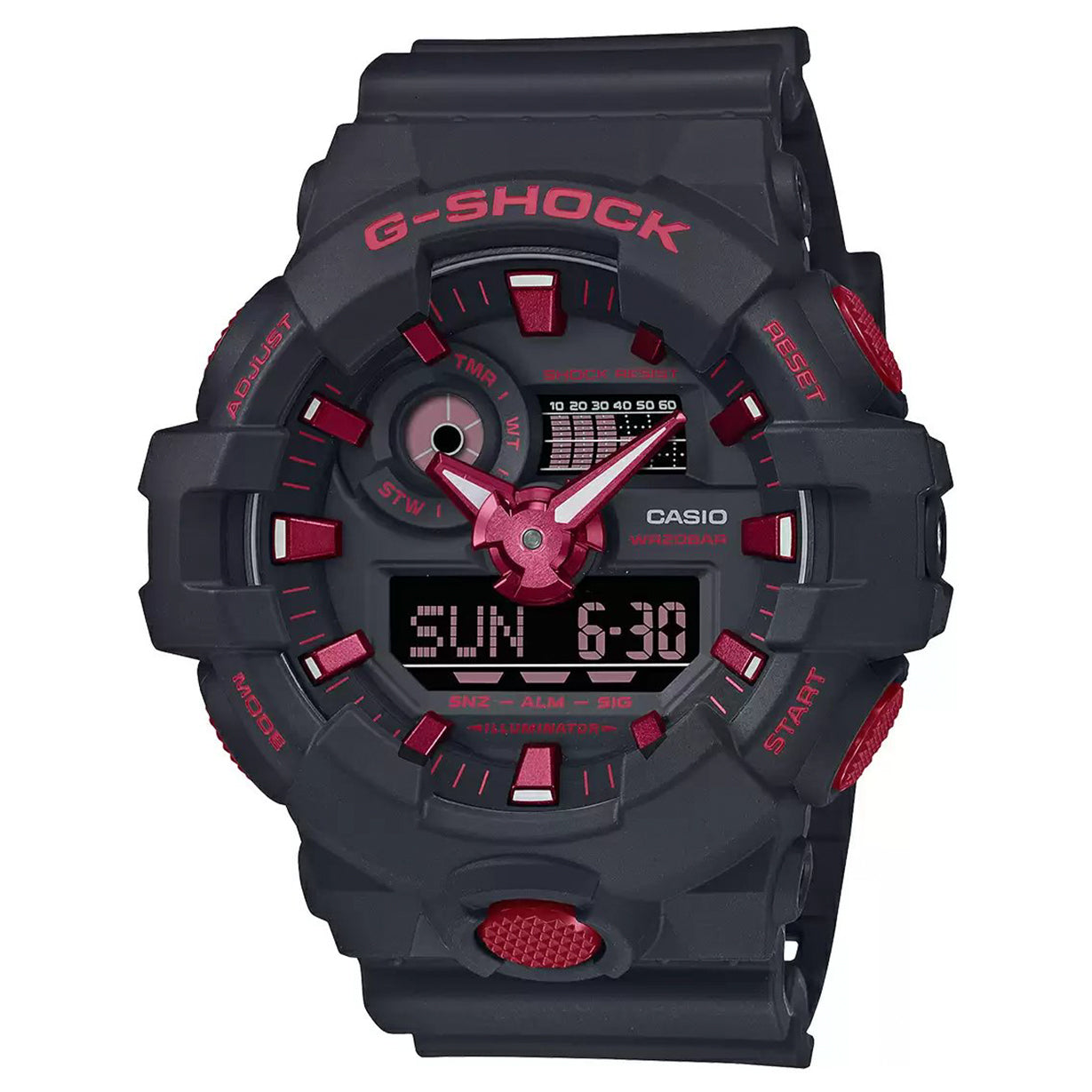 Casio G-Shock Black & Red Dial Men 53.4mm