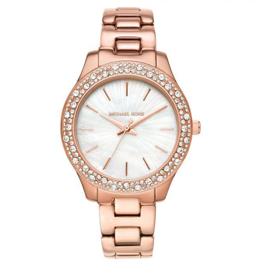 Liliane Analog White Dial Rose Gold Strap Women's