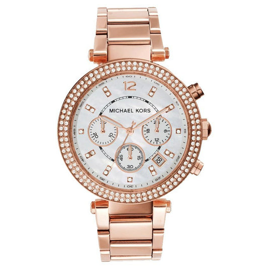 Parker Analog White Dial Rose Gold Strap