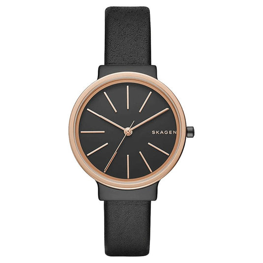 Ancher Analog Black Dial Rose Gold Bezel