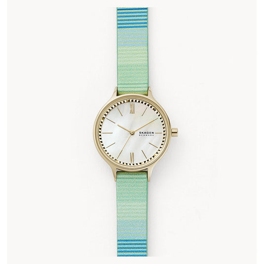 Anita White Dial & Green Leather