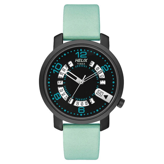 Helix Black Dial Leather Strap