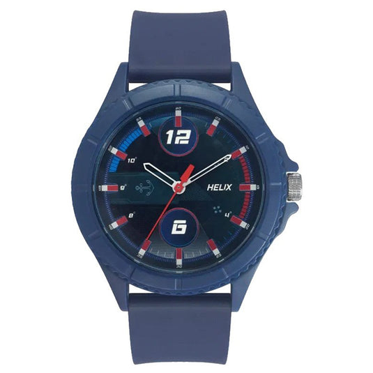 Helix Dark Blue Dial Leather Strap