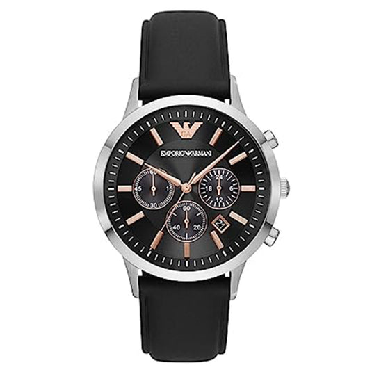 Renato Black Dial & Black Leather Strap