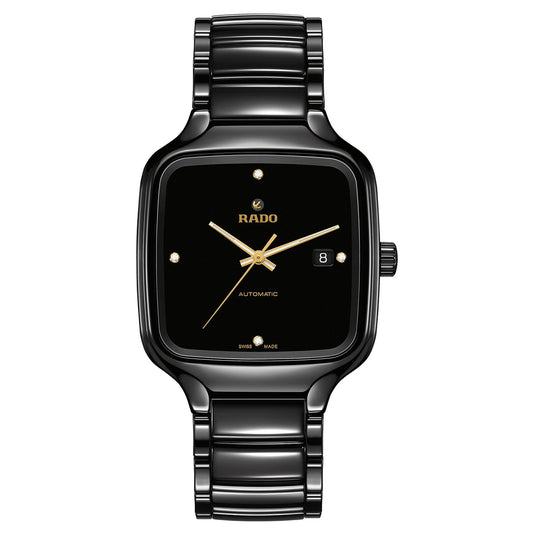 True Squre Automatic Diamonds Dark Black Ceramic