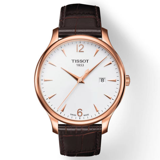 T-Classic Tradition Rose Gold & Brown Leather