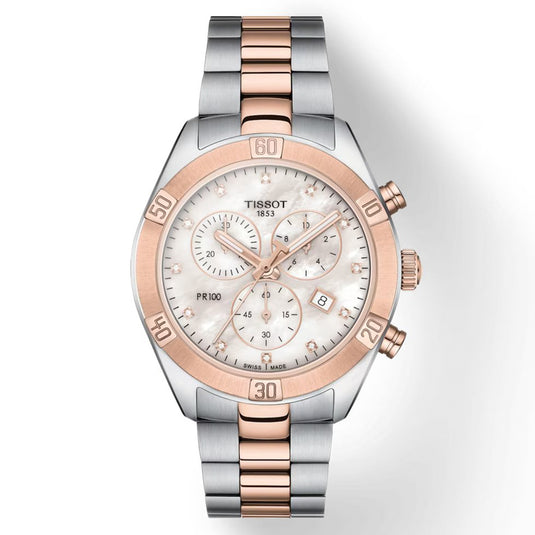 T-Classic PR 100 Sport Chic Chronograph white mother-of-pearl