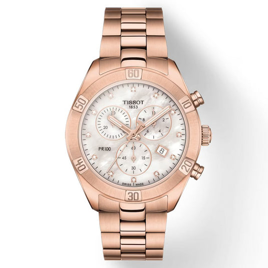 T-Classic PR 100 Sport Chic Chronograph white mother-of-pearl