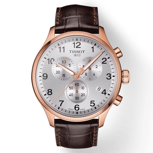 T-Sport Chrono XL Classic Silver & Brown Leather
