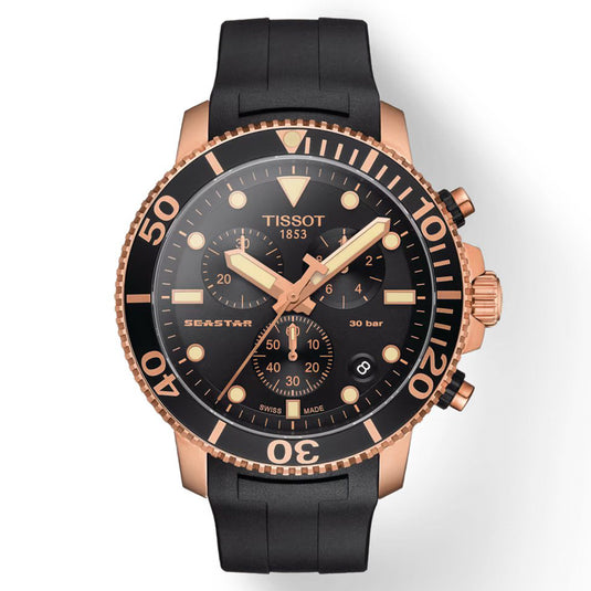 T-Sport Seastar 1000 Chronograph Black & Rose Gold