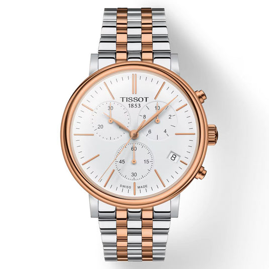 T-Classic Carson Premium Chronograph White,Tissot T-Classic White Dial Men 41mm
