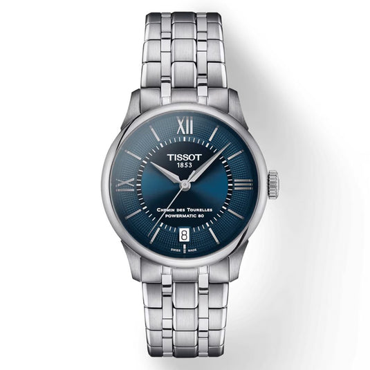 T-Classic Chemin des Tourelles Powermatic 80 34mm Blue & Grey Stainless steel