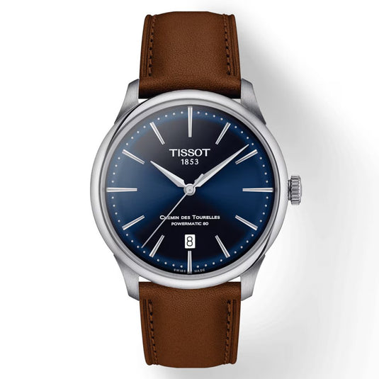 T-Classic Chemin des Tourelles Powermatic 80 39mm Blue & Brown