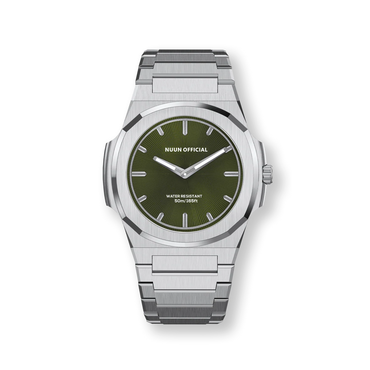 Nuun Official MS Silver Men Analogue Watch Green Dial With Silver Marker - MS Silver 38mm