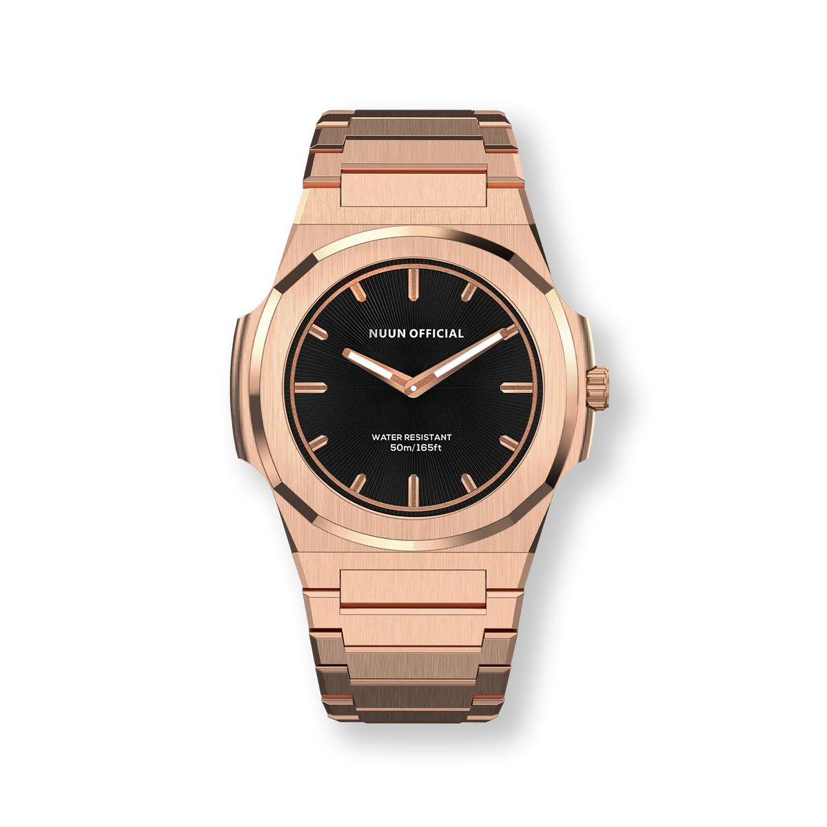 Nuun Official MS Rosegold Men Analogue Watch Black Dial With Gold Marker - MS Rosegold 38mm
