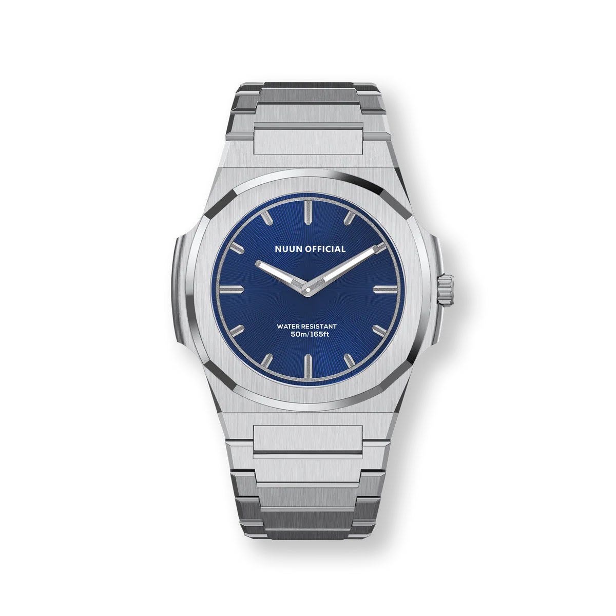 Nuun Official MS Silver Men Analogue Watch Blue Dial With Silver Marker - MS Silver 38mm
