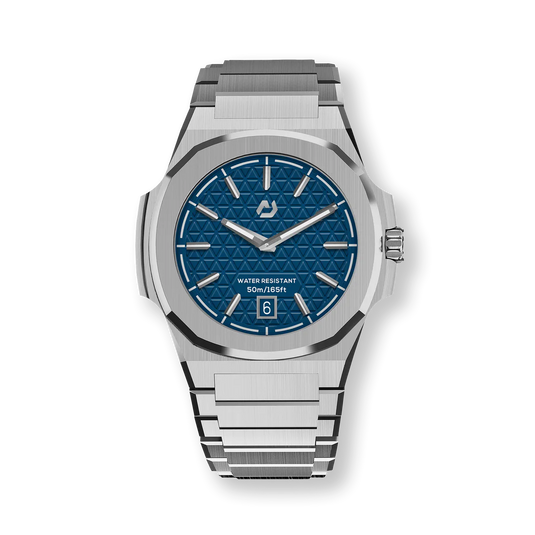 Nuun Official MT Silver Men Analogue Watch Blue Dial With Silver Marker - MT Silver 40.5mm