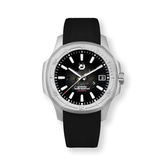 Nuun Official N200 Titanium Gray v2 Index Men Automatic Watch Translucent Dial With Titanium Gray Coated 316L Sandblast Stainless Steel - N200 Titanium Gray v2