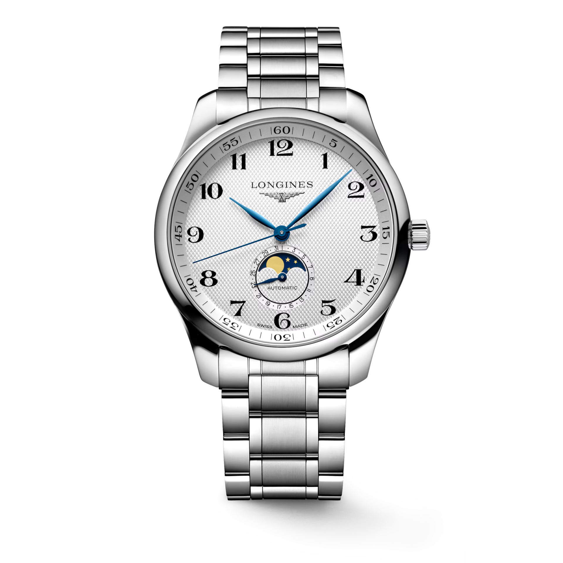 Longines Master Master Collection Moonphase Silver Barleycorn Dial Men 42mm L29194786