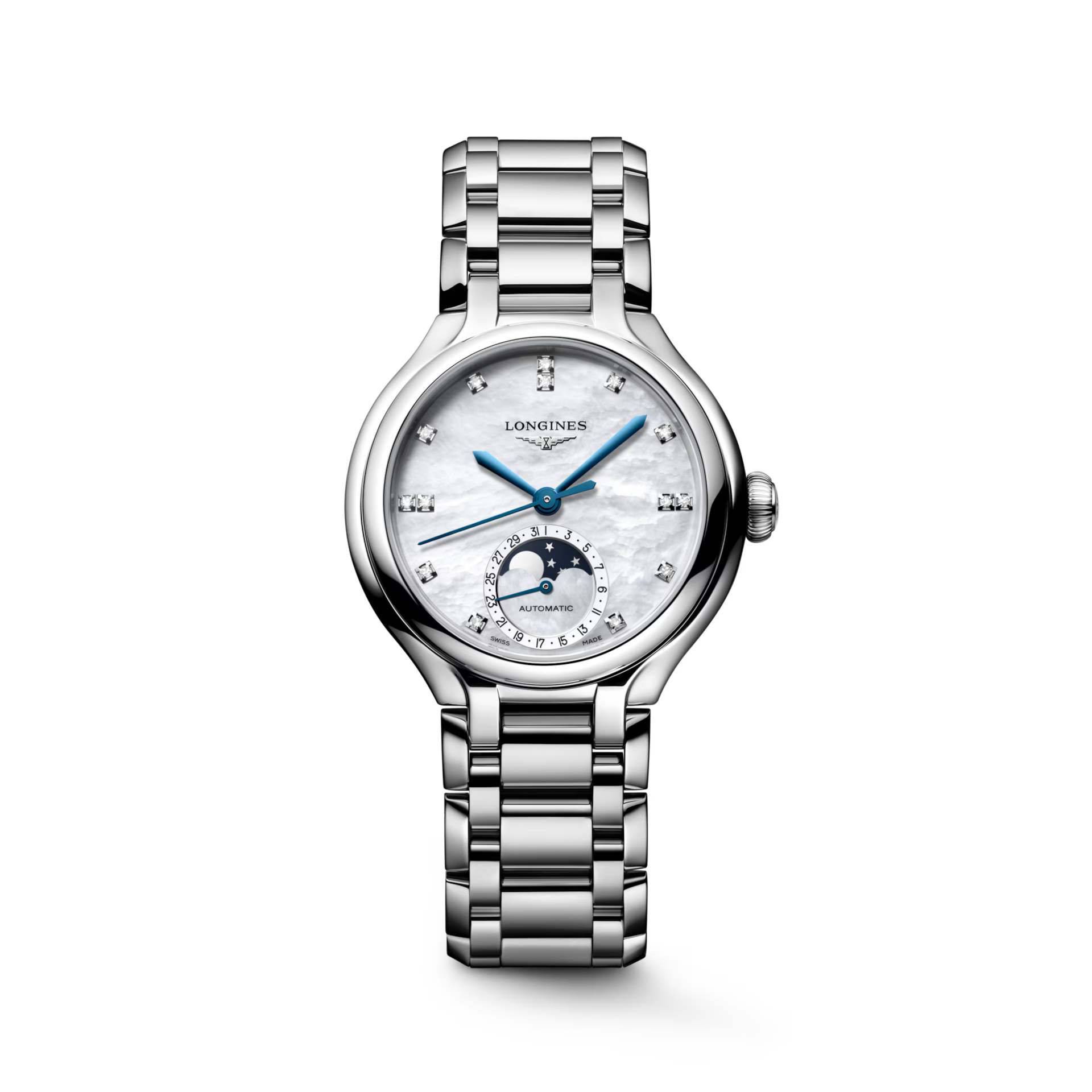 Longines PrimaLuna Moonphase White Mother-Of-Pearl Dial Women 34mm L81264876