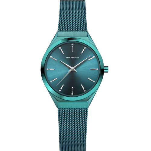 Bering Ultra Slim Green Dial Women 29mm 18729-888