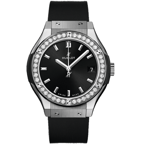 Hublot Classic Fusion Titanium Diamonds Black Sunray Dial 33 mm