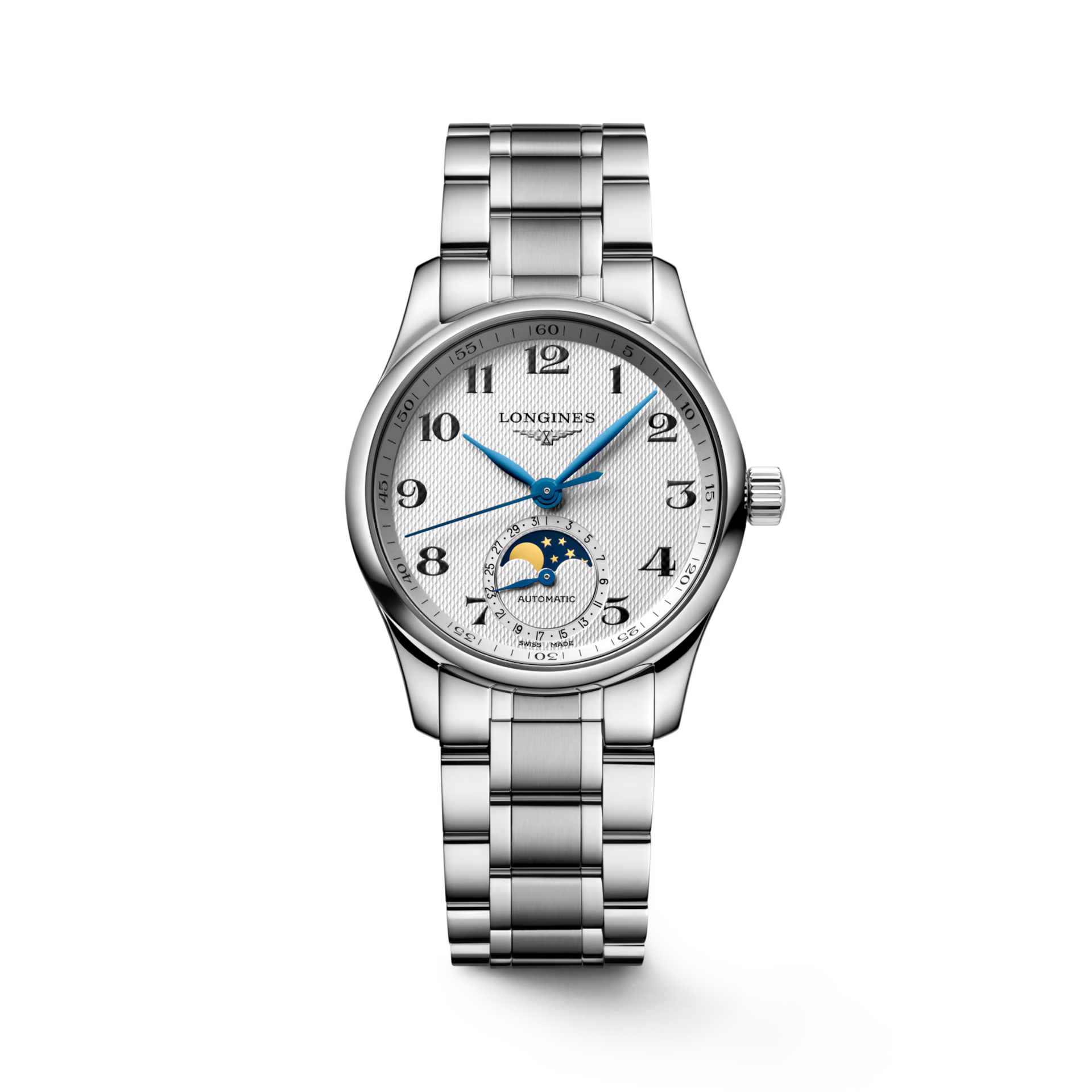 Longines Master Collection Moonphase Silver Barleycorn Dial Women 34mm L24094786