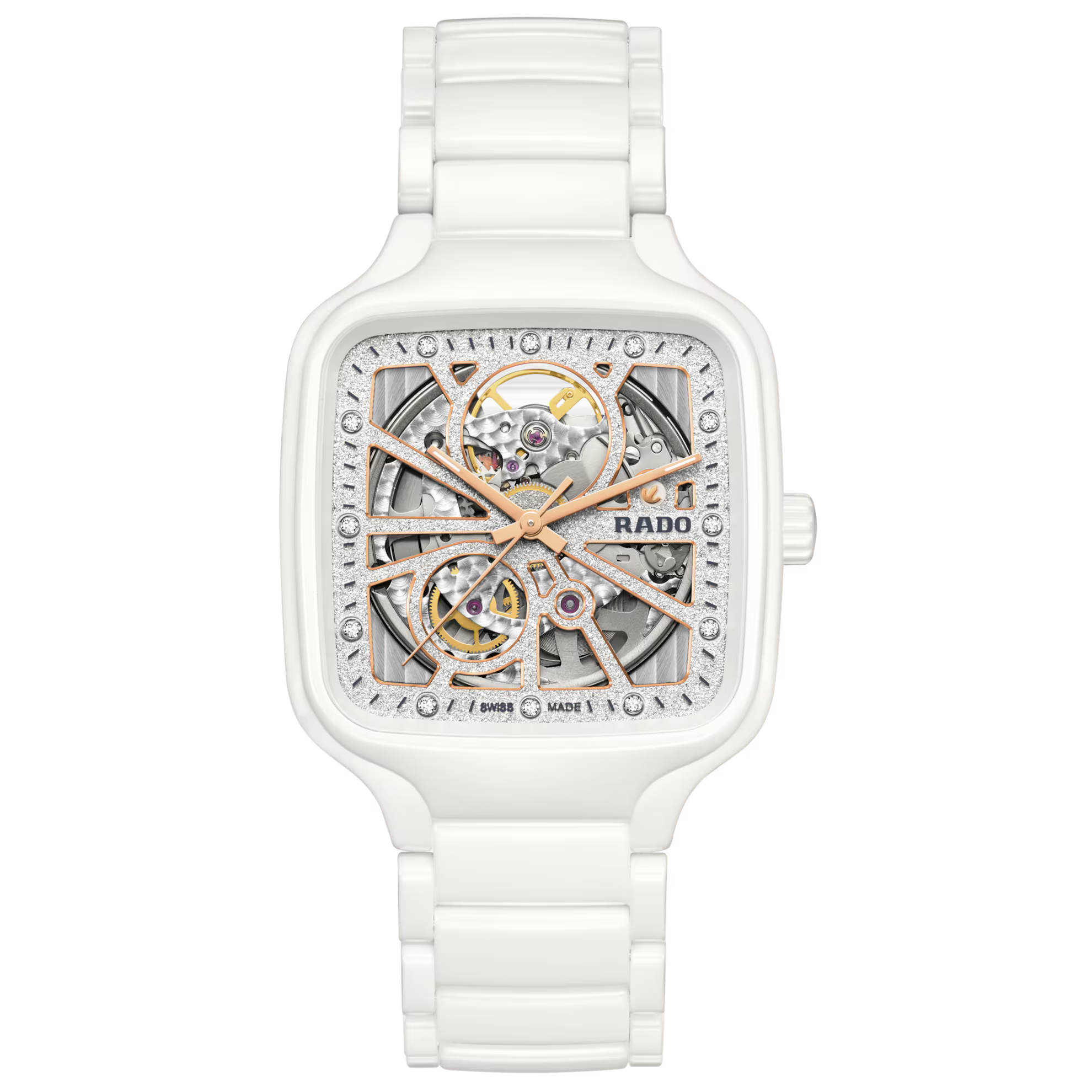Rado True Square Open Heart Automatic High-Tech Ceramic Watch 38mm