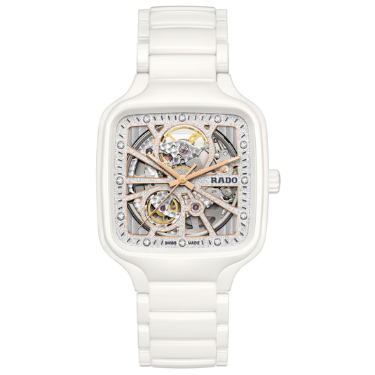 Rado True Square Open Heart Automatic High-Tech Ceramic Watch 38mm