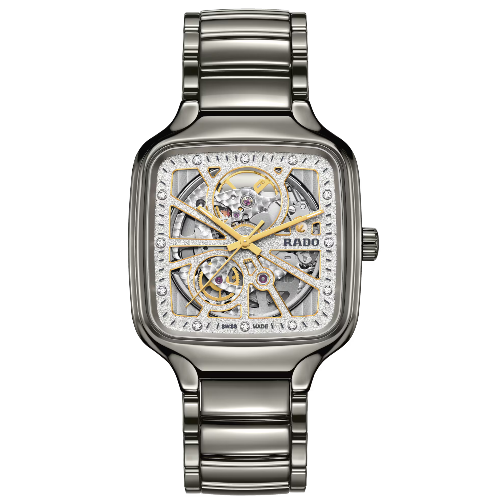 Rado True Square Open Heart Automatic Plasma High-Tech Ceramic Watch 38mm
