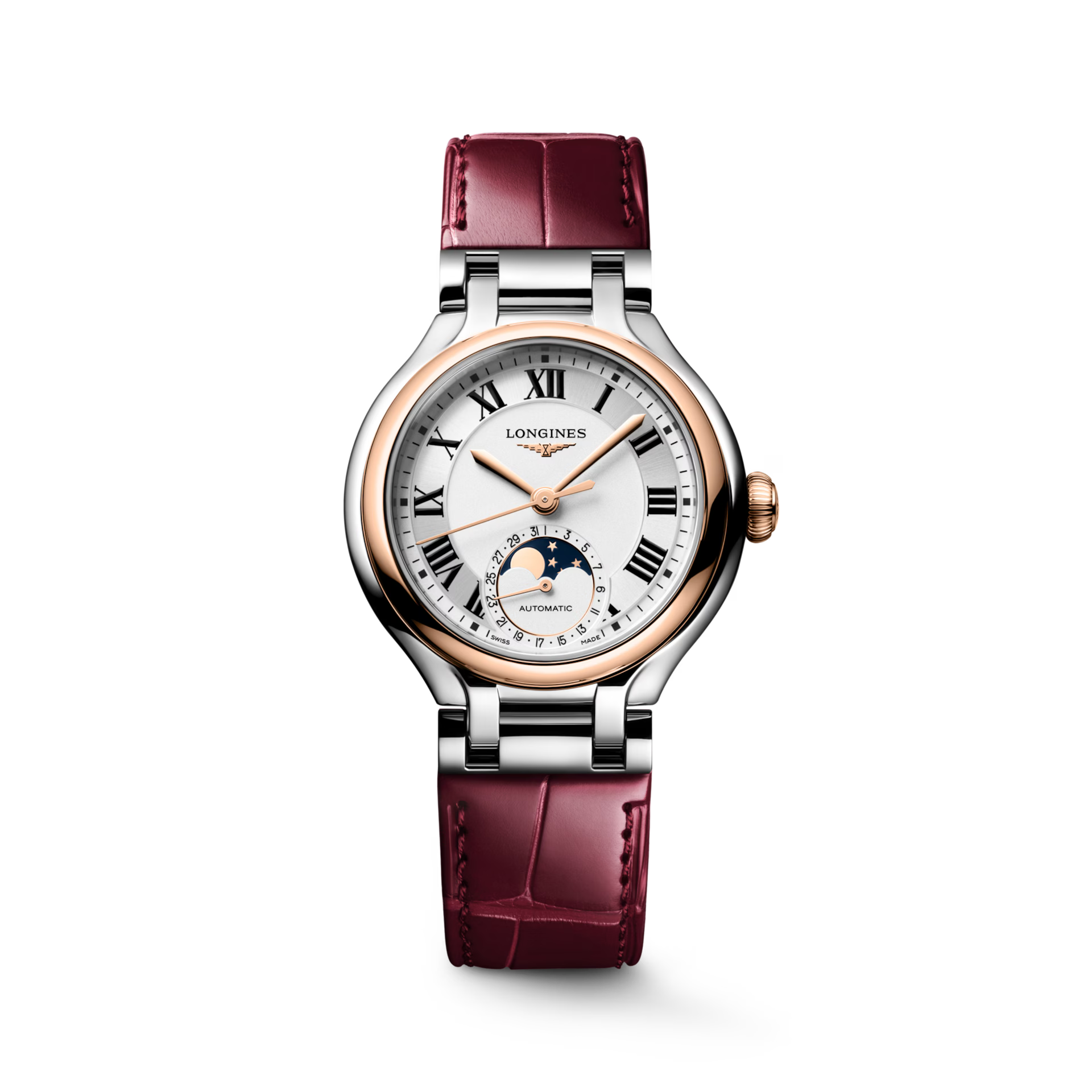Longines PrimaLuna Moonphase Sunray Silver Dial Women 34mm L81265712