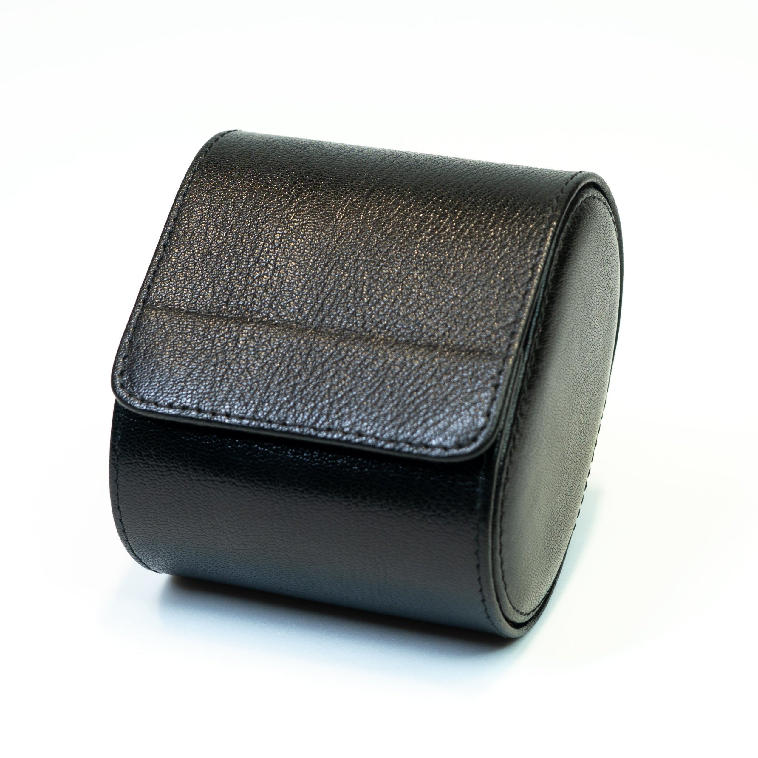 Premium Black Leather Watch Roll Case – Luxury Single Watch Travel Pouch & Storage Case