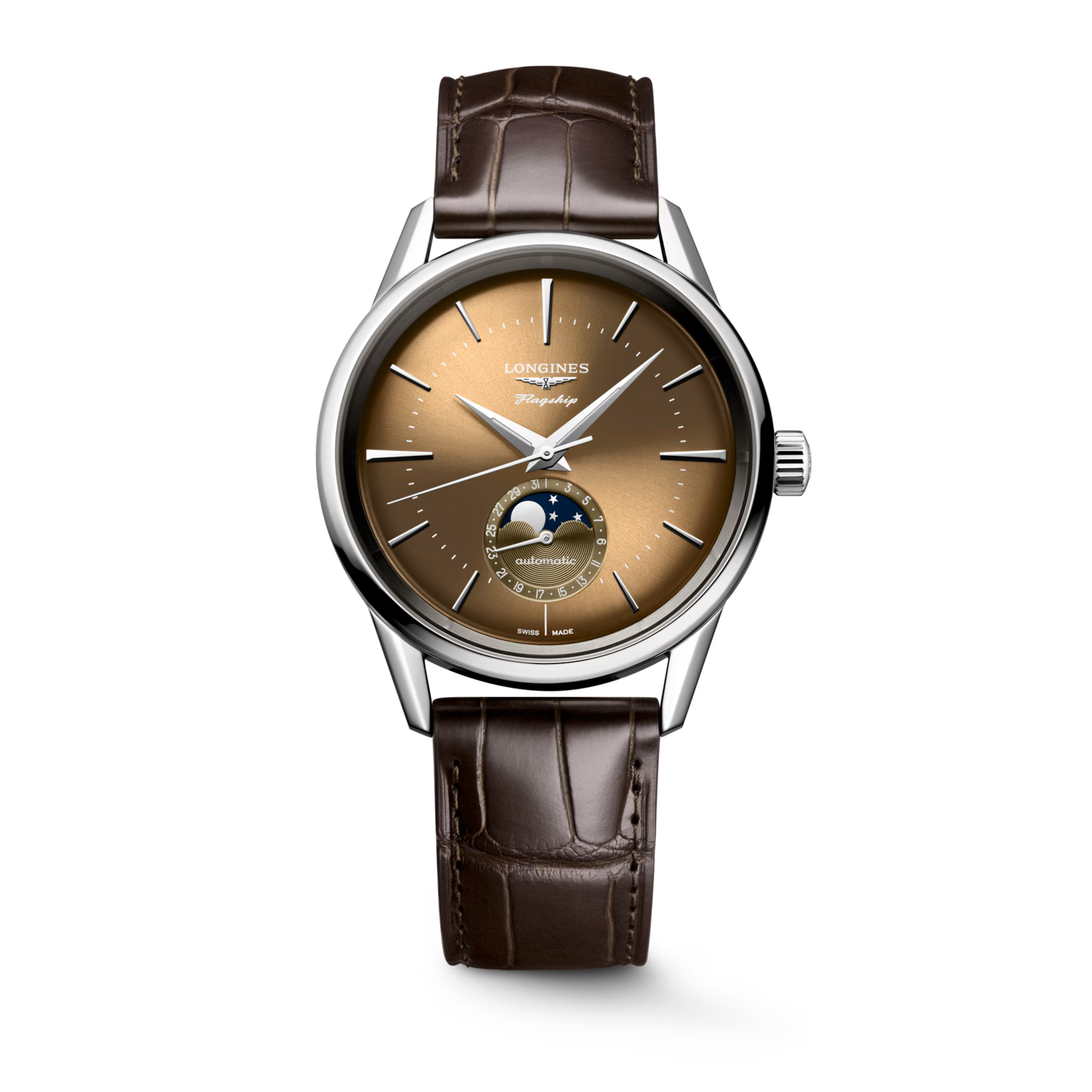 Longines Flagship Heritage Moonphase Sunray Beige Dial Men 38.50mm L48154622