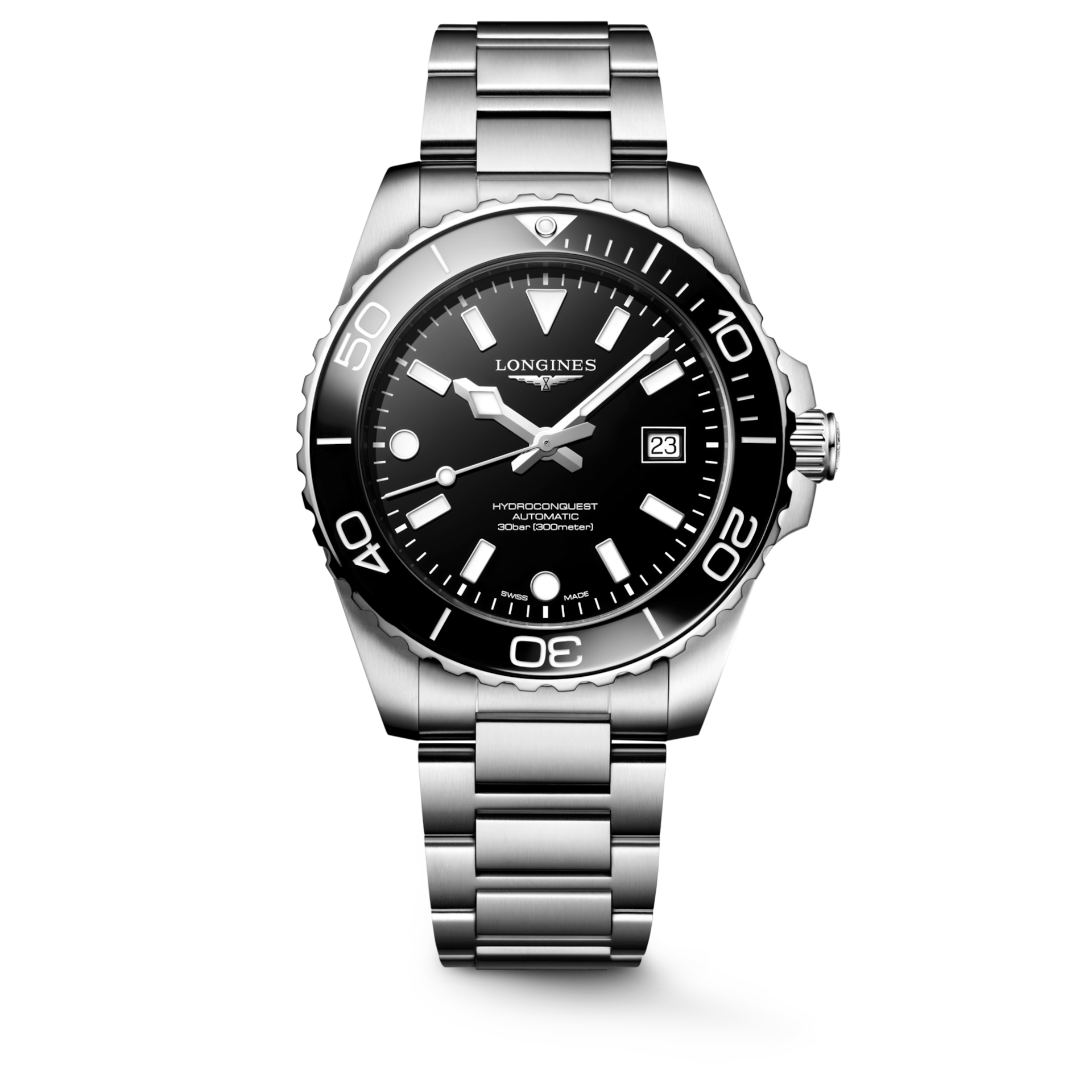 Longines HydroConquest Black Lacquered Polished Dial Men 42mm L37884566