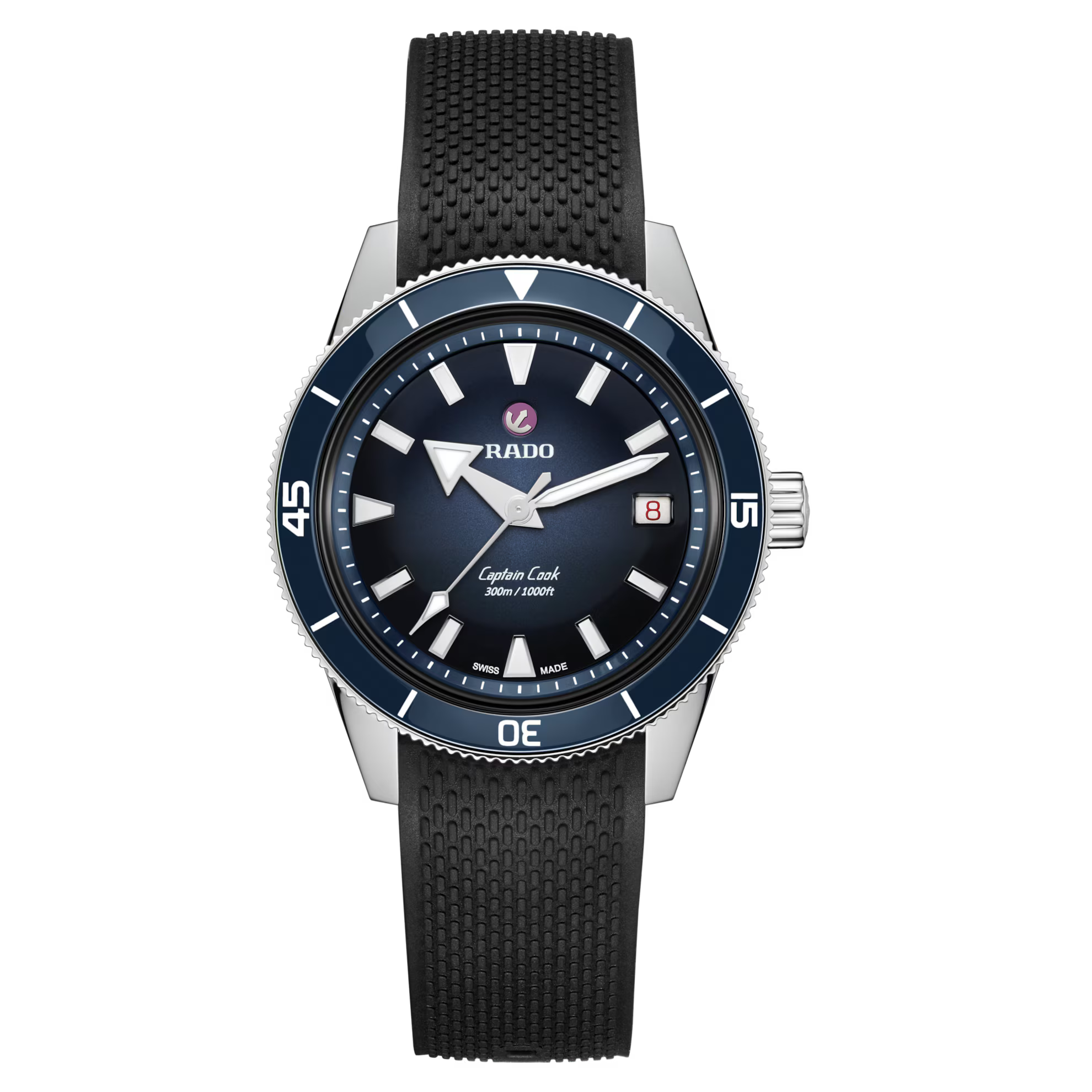 Rado Captain Cook Automatic Blue Dial Leather Men's Watch 39mm