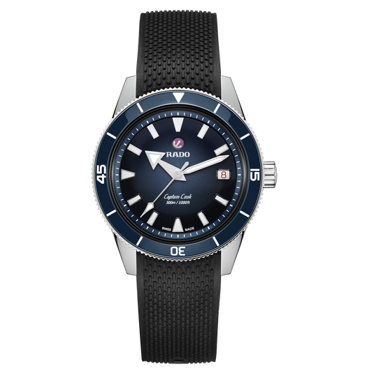 Rado Captain Cook Automatic Blue Dial Leather Men's Watch 39mm