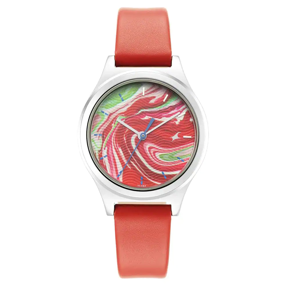Stunners 2.0 Multicolour Dial Analog Red Leather
