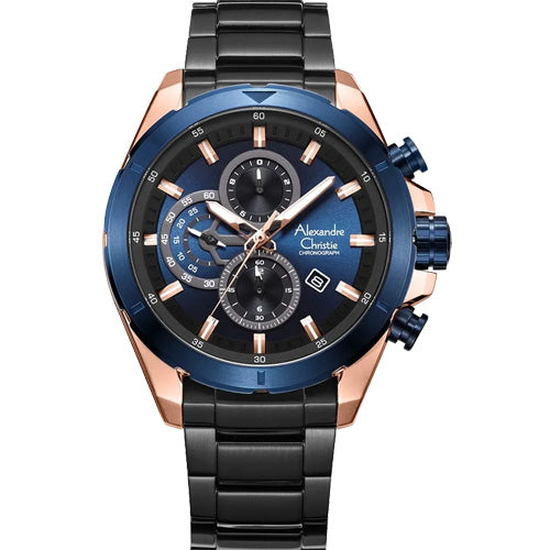 Alexandre Christie Blue Dial Men 45mm 6508MCBBRBUBU